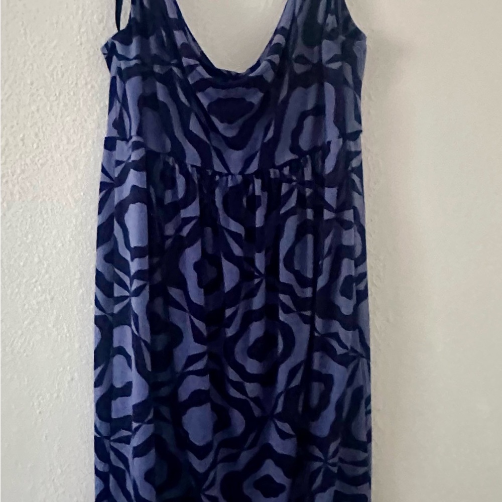 Tori Richard Navy and Light Blue Patterned Dress